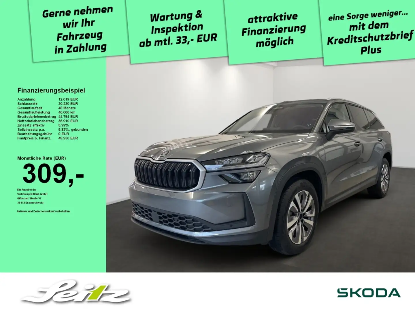 Skoda Kodiaq 2.0 TDI 4x4 Selection *AHK*MATRIX*KAMERA*SITZH* Grau - 1