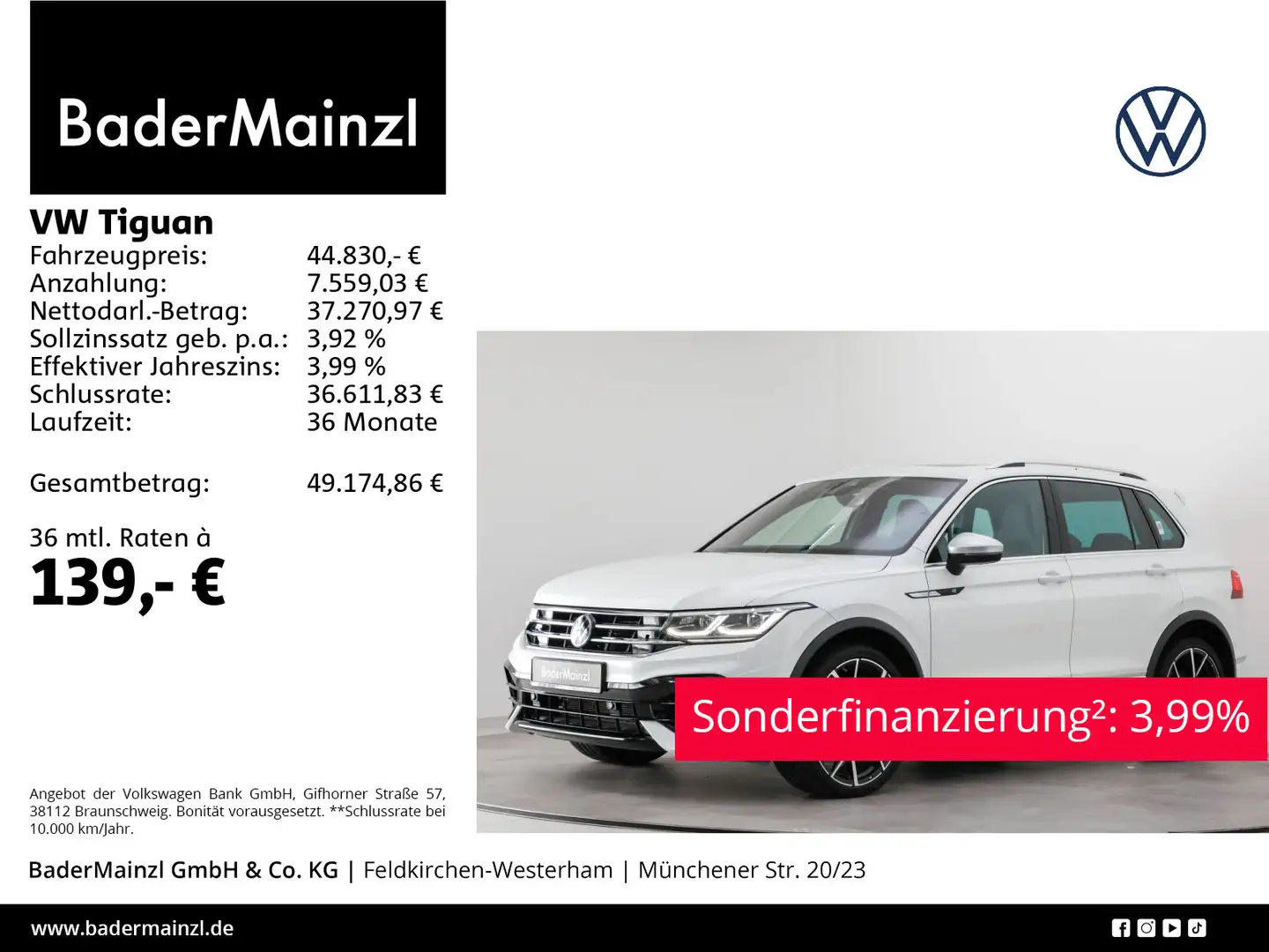 Volkswagen Tiguan R 2.0 TSI 4M DSG AHK Pano Akrapovic H&K Weiß - 1