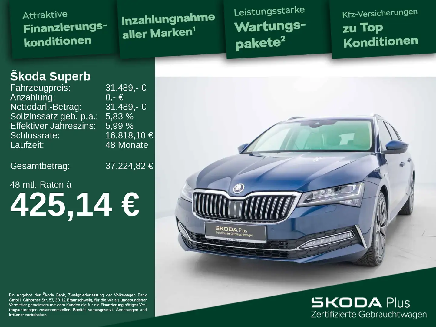 Skoda Superb Combi 2.0 TSI L&K*APP*360°*ACC*MATRIX*PAN Blau - 1