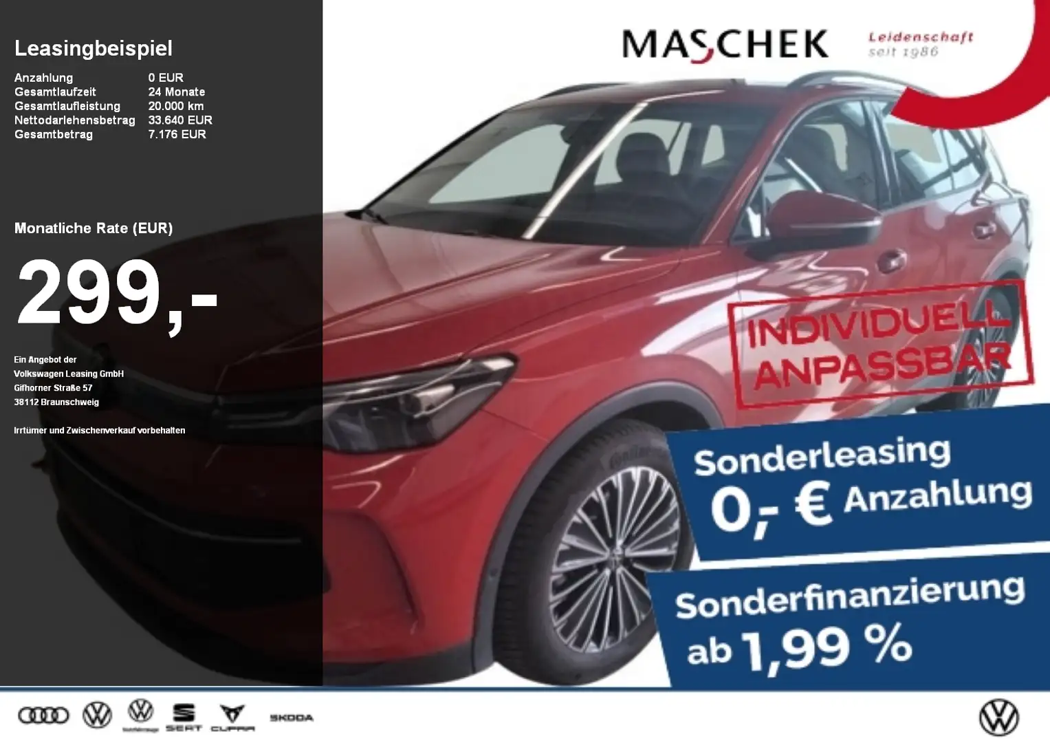 Volkswagen Tiguan Life 1.5 eTSI Standh. AHK *Dientwagen* Rot - 1