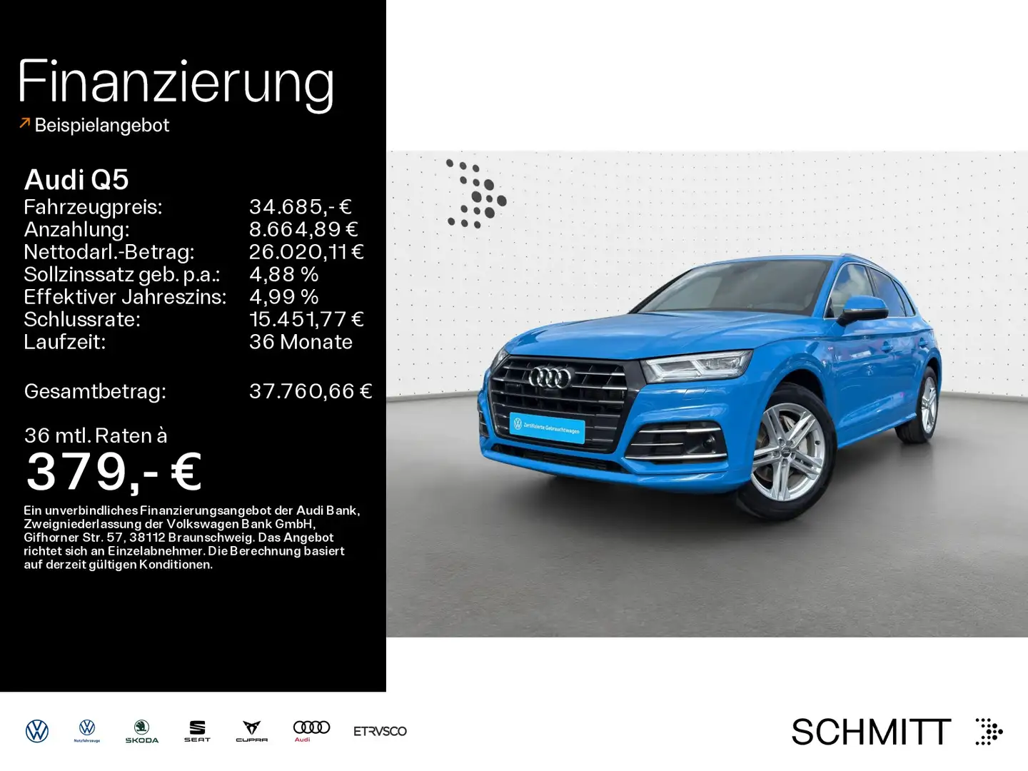 Audi Q5 55 TFSI e quattro S-Line+Matrix LED+Navi+Ka Blau - 1