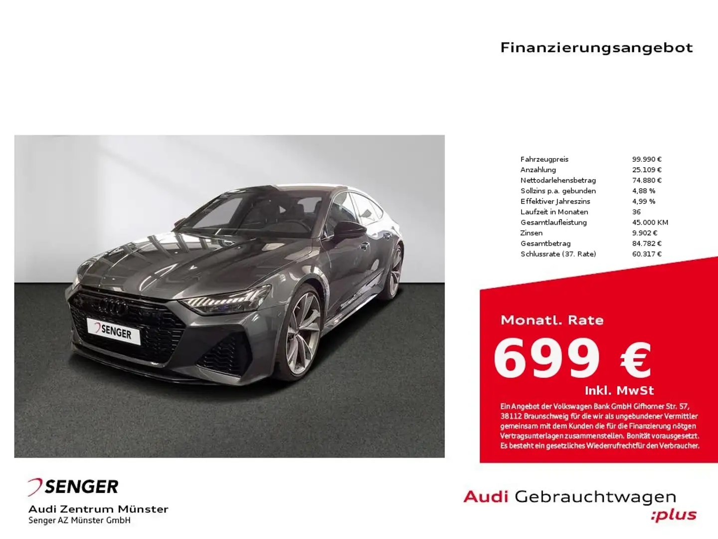 Audi RS7 Sportback 4.0 TFSI quattro Matrix Pano B&O Grau - 1