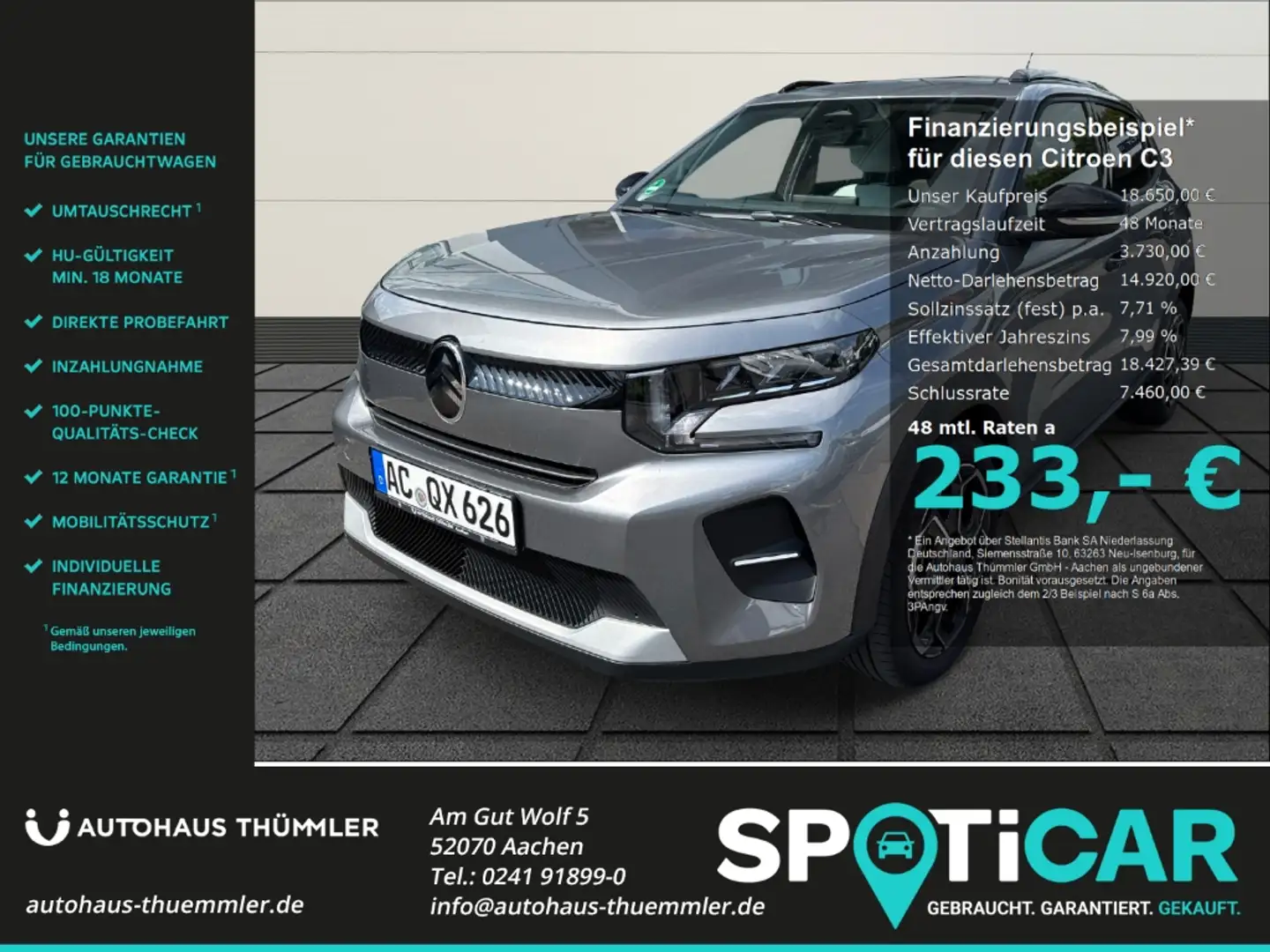 Citroen C3 Turbo 100 MAX 1.2 PureTech EU6e HUD Navi Soundsyst Grijs - 1