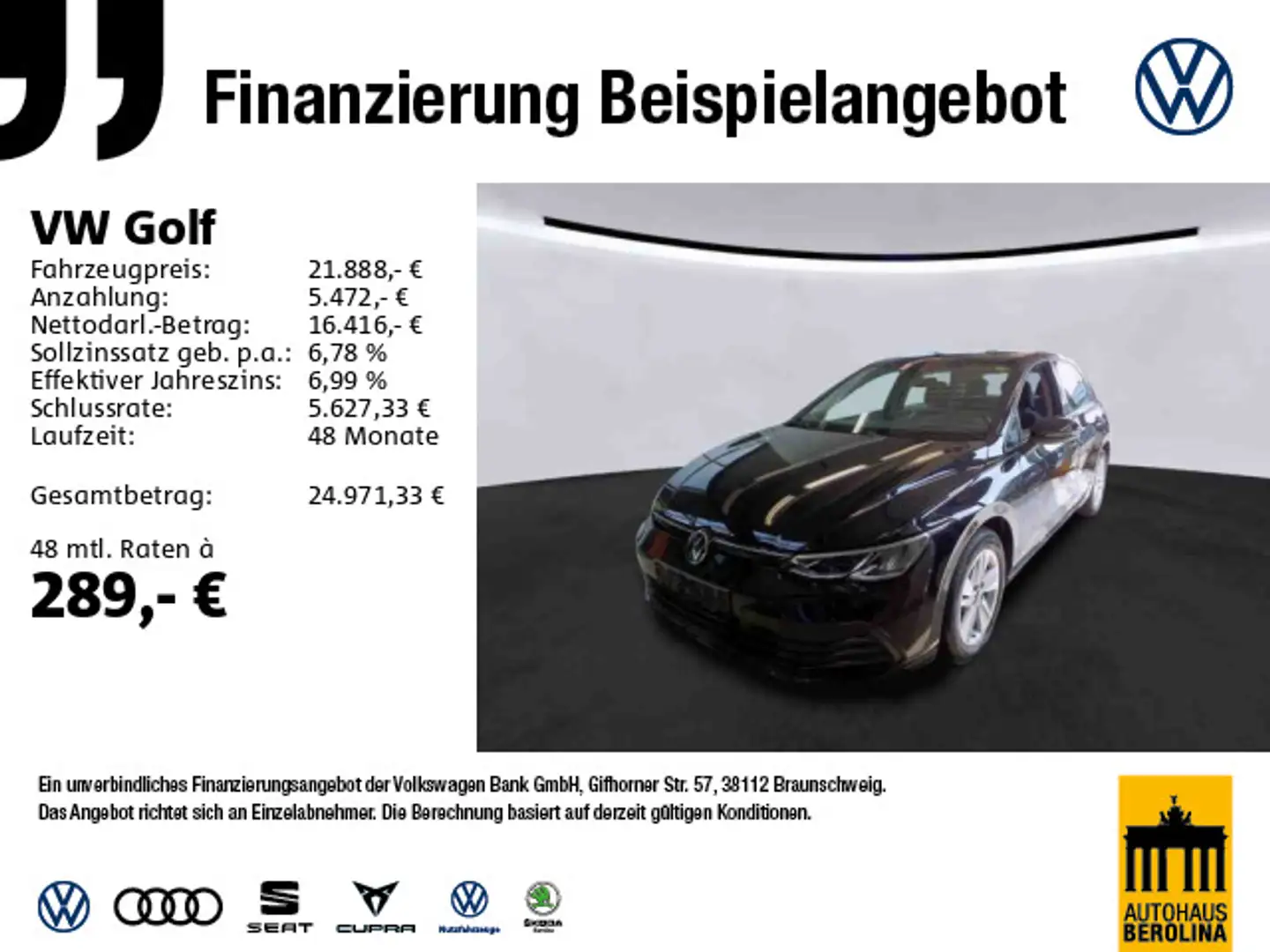 Volkswagen Golf VIII 1.5 TSI Life *ACC*NAV*App-Connect*SHZ* Schwarz - 1