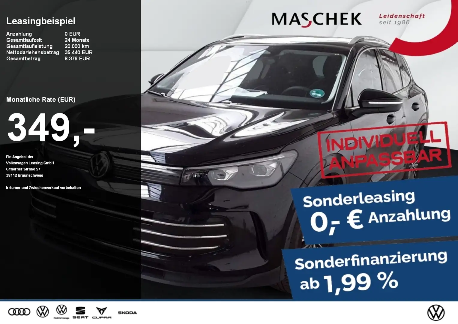 Volkswagen Tiguan Elegance 1.5 eTSI AHK Navi IQLight Alcantara Schwarz - 1