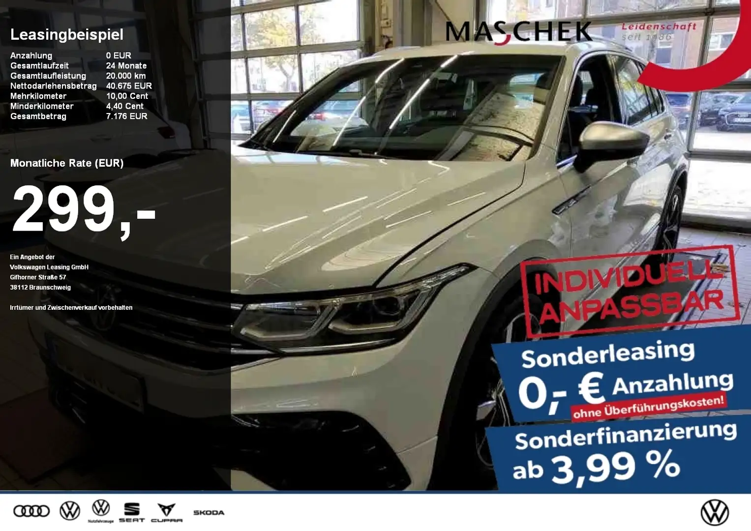 Volkswagen Tiguan R 2.0 TSI Sonderleasing Memory Rear View DCC Matri Weiß - 1