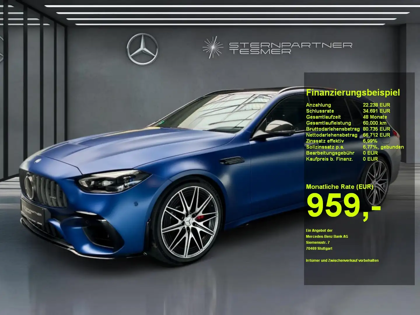 Mercedes-Benz C 63 AMG AMG C 63 S E T NP.150600,-Manuf.AHK.HuD,Pano,3DS Blu/Azzurro - 1