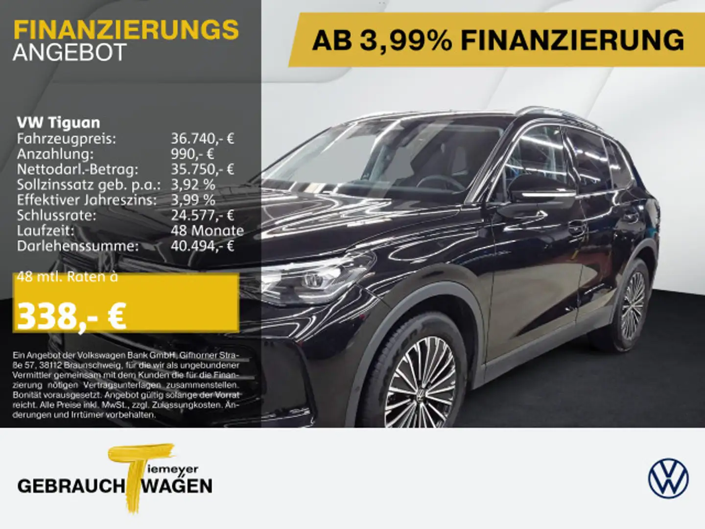 Volkswagen Tiguan 1.5 eTSI DSG ELEGANCE MATRIX NAVI L18 AHK Schwarz - 1