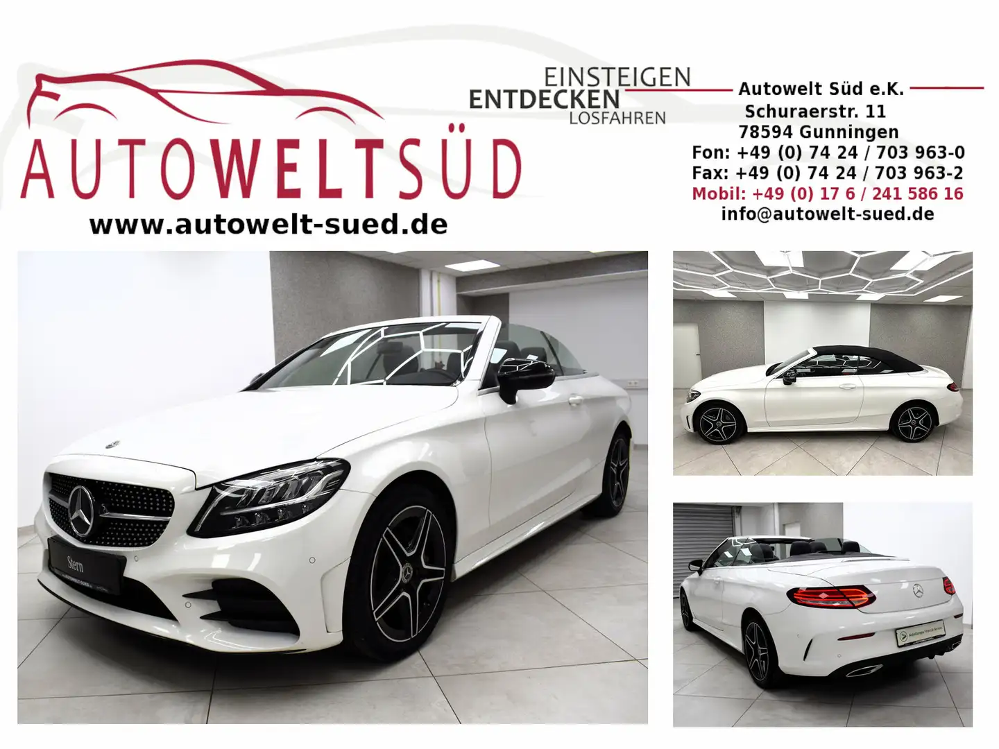Mercedes-Benz C 180 Cabrio AMG Sport Night Navi AHK Komfort Blanc - 1