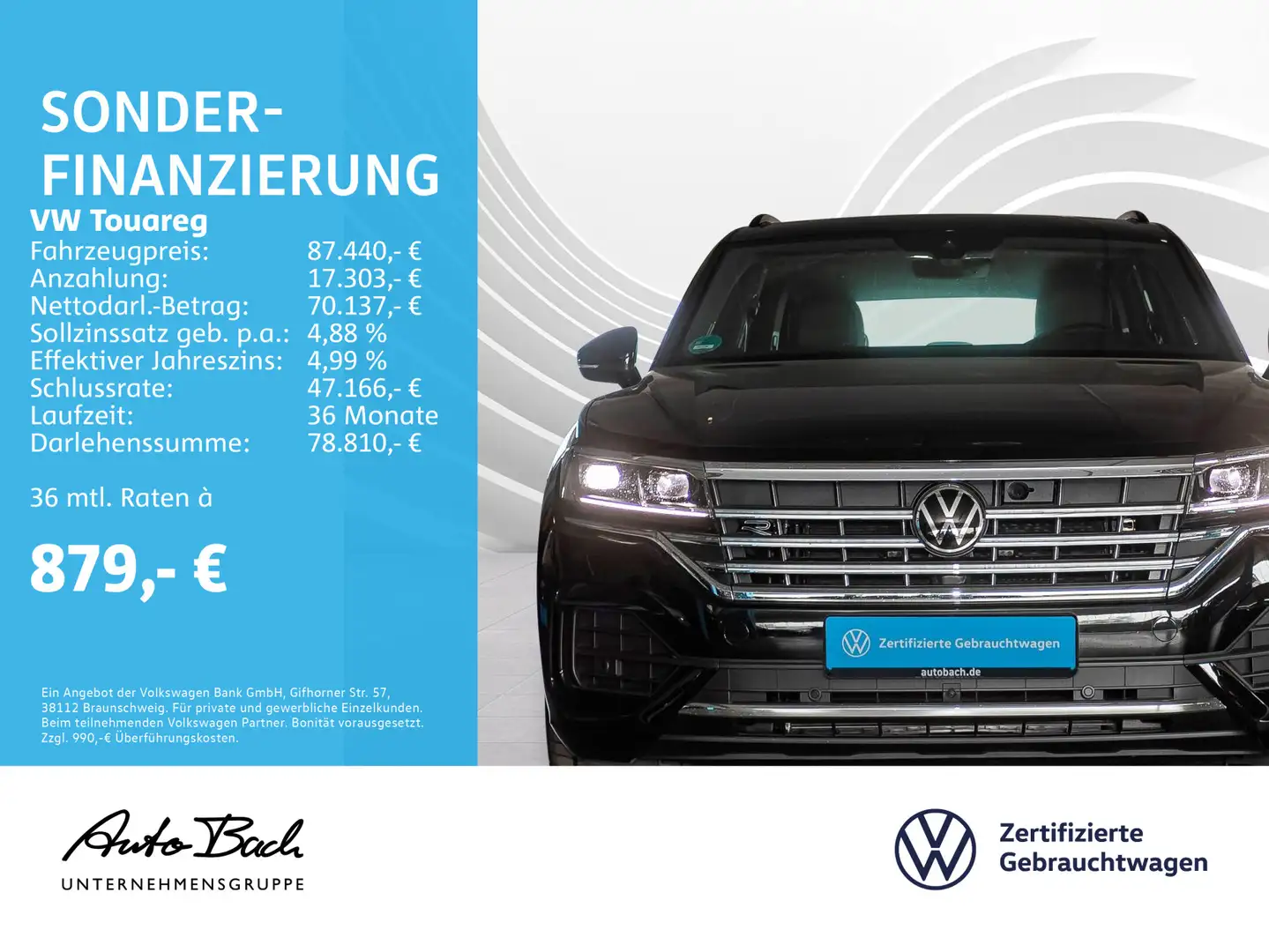 Volkswagen Touareg 3.0 V6 TDI R-Line, Navi, LED, Panoramada Schwarz - 2
