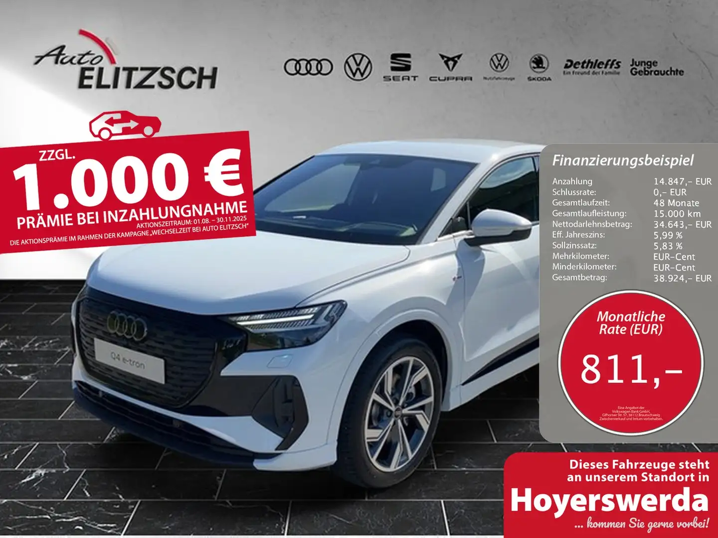 Audi Q4 e-tron Sportback 40 e-tron S line, Matrix LED, MMI Nav... Weiß - 1