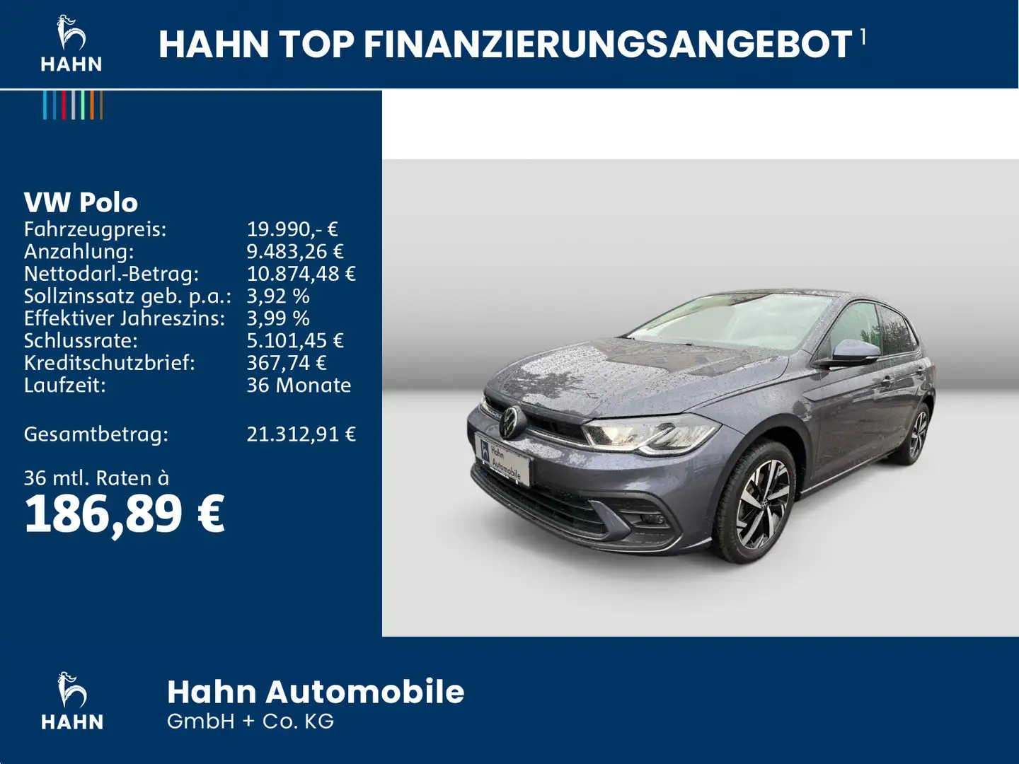Volkswagen Polo 1.0TSI DSG Life AHK LED Navi Pano PDC Sitzh Grau - 2
