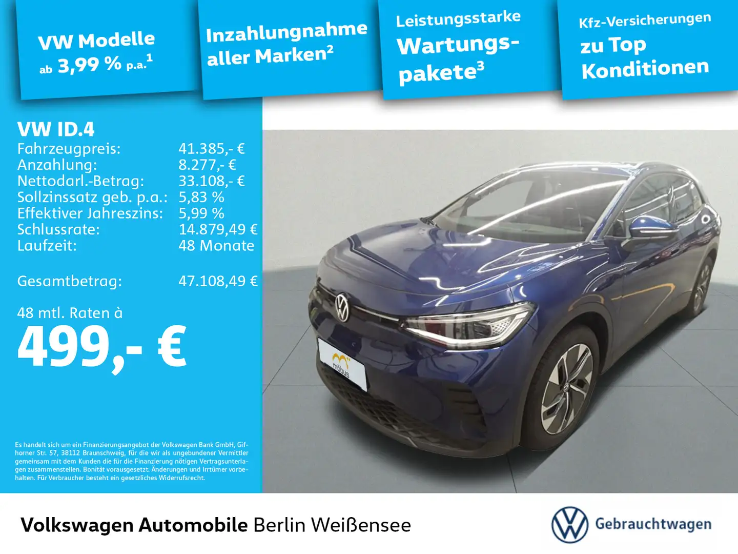 Volkswagen ID.4 Pro 4MOTION*GJR*HARMAN-KARDON*WÄRMEPUMPE*AP Blau - 1