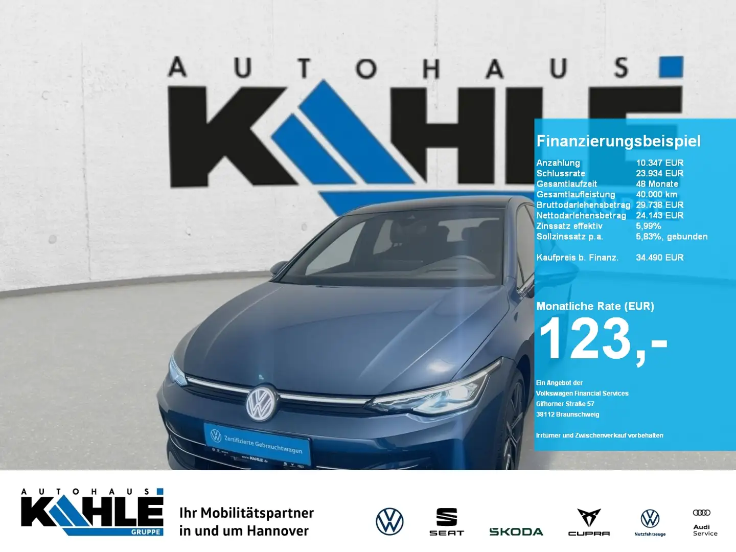 Volkswagen Golf VIII 1.5 TSI DSG Style Navi AHK Panorama Bleu - 1