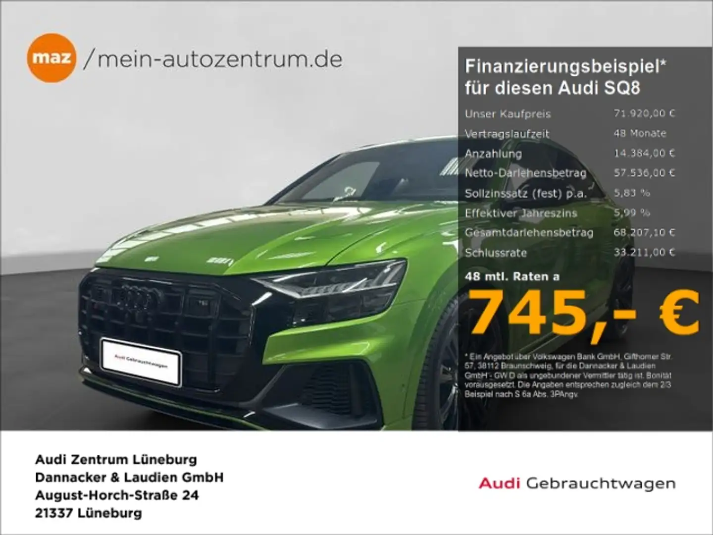 Audi SQ8 4.0 TFSI quattro Alu Matrix LED AHK Pano B&O Grün - 1