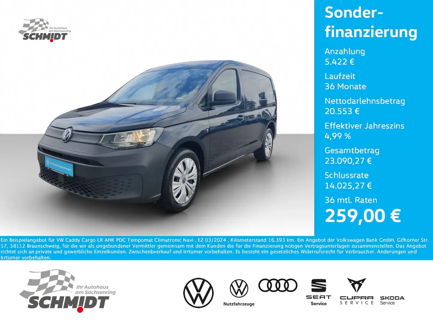 Volkswagen Caddy Cargo LR AHK PDC Tempomat Climatronic Navi Blau - 1