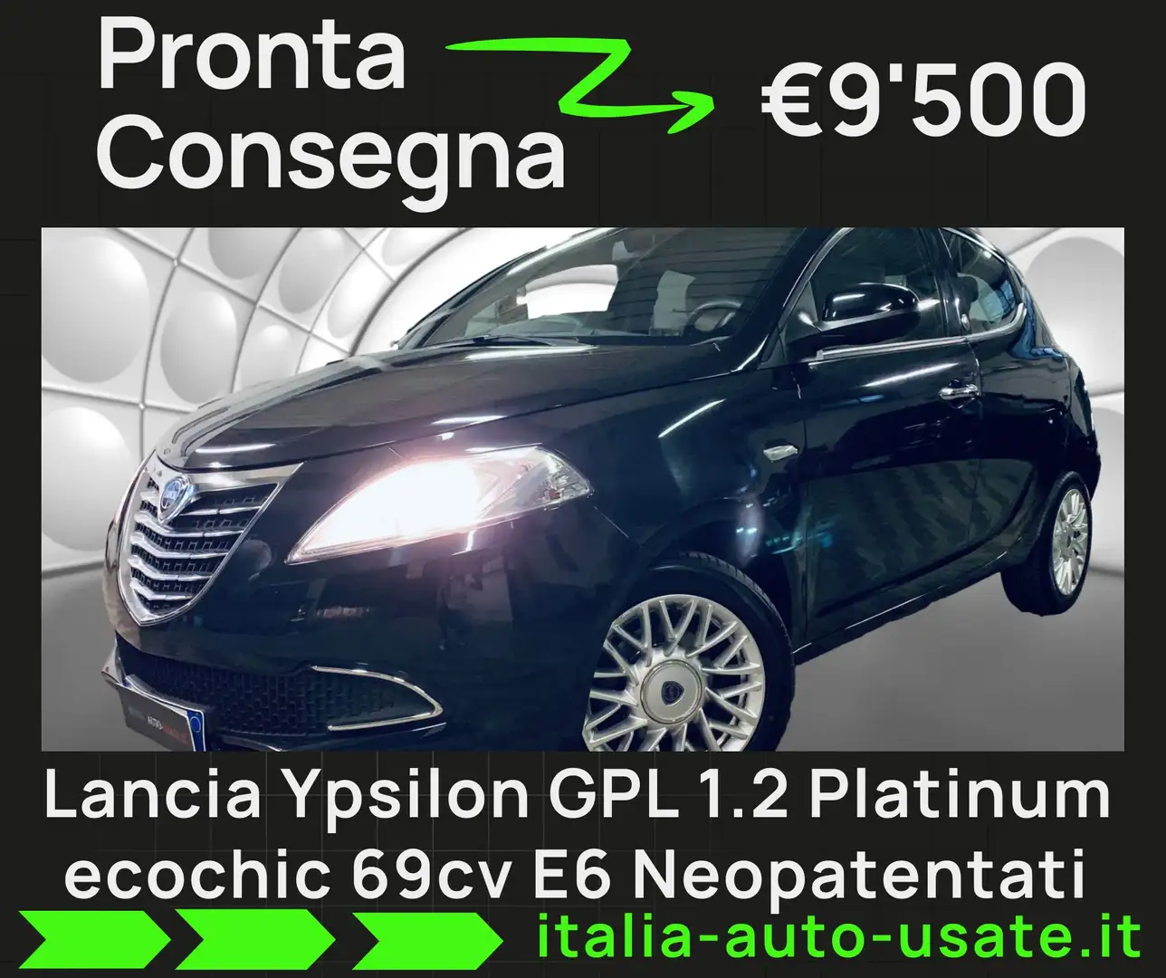 Lancia Ypsilon Ypsilon 1.2 8v Platinum ecochic Gpl 69cv E6 Neopat Чорний - 1