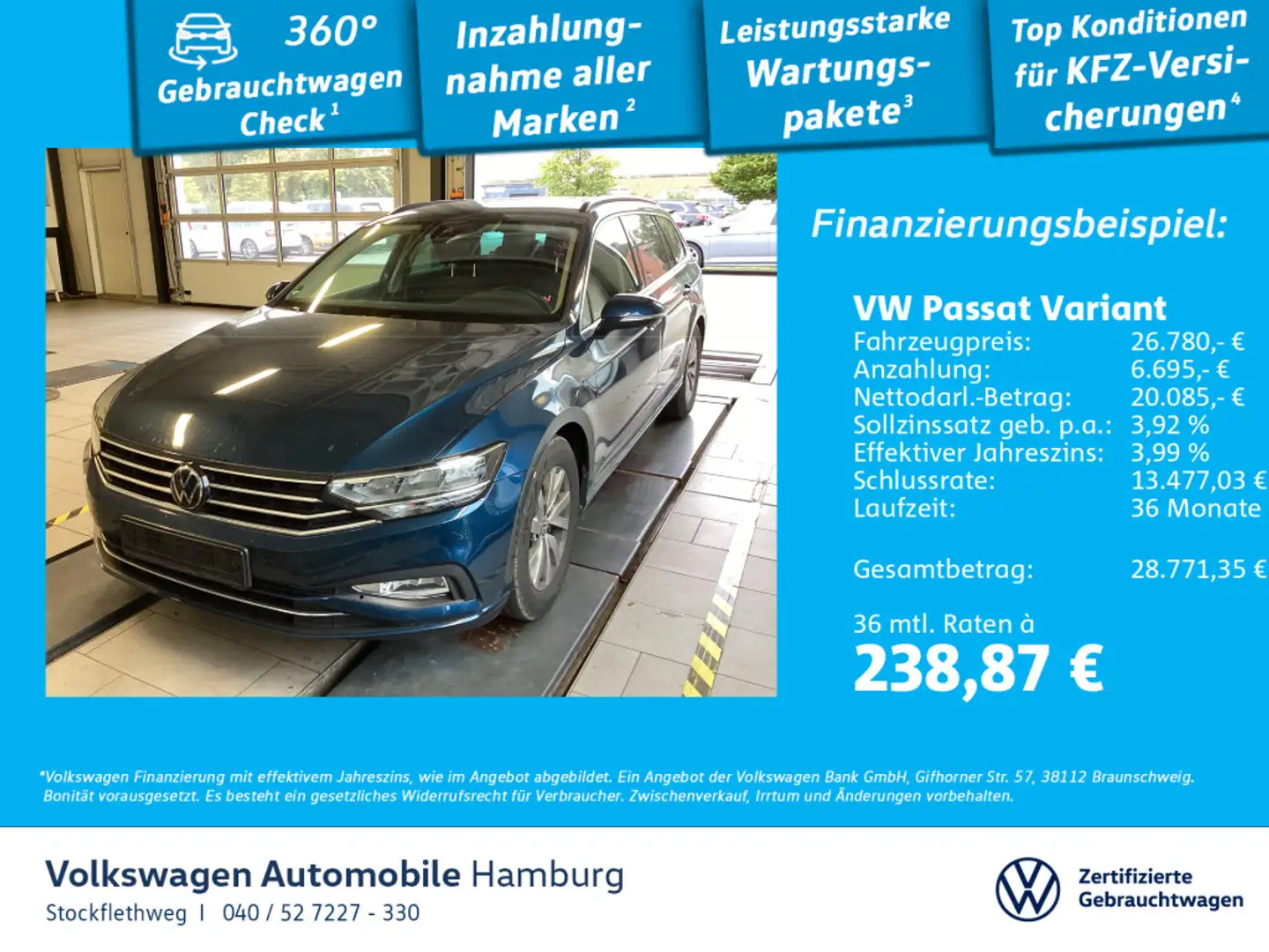 Volkswagen Passat Variant 2.0 TDI R-Line DSG Navi CarPlay Bleu - 1