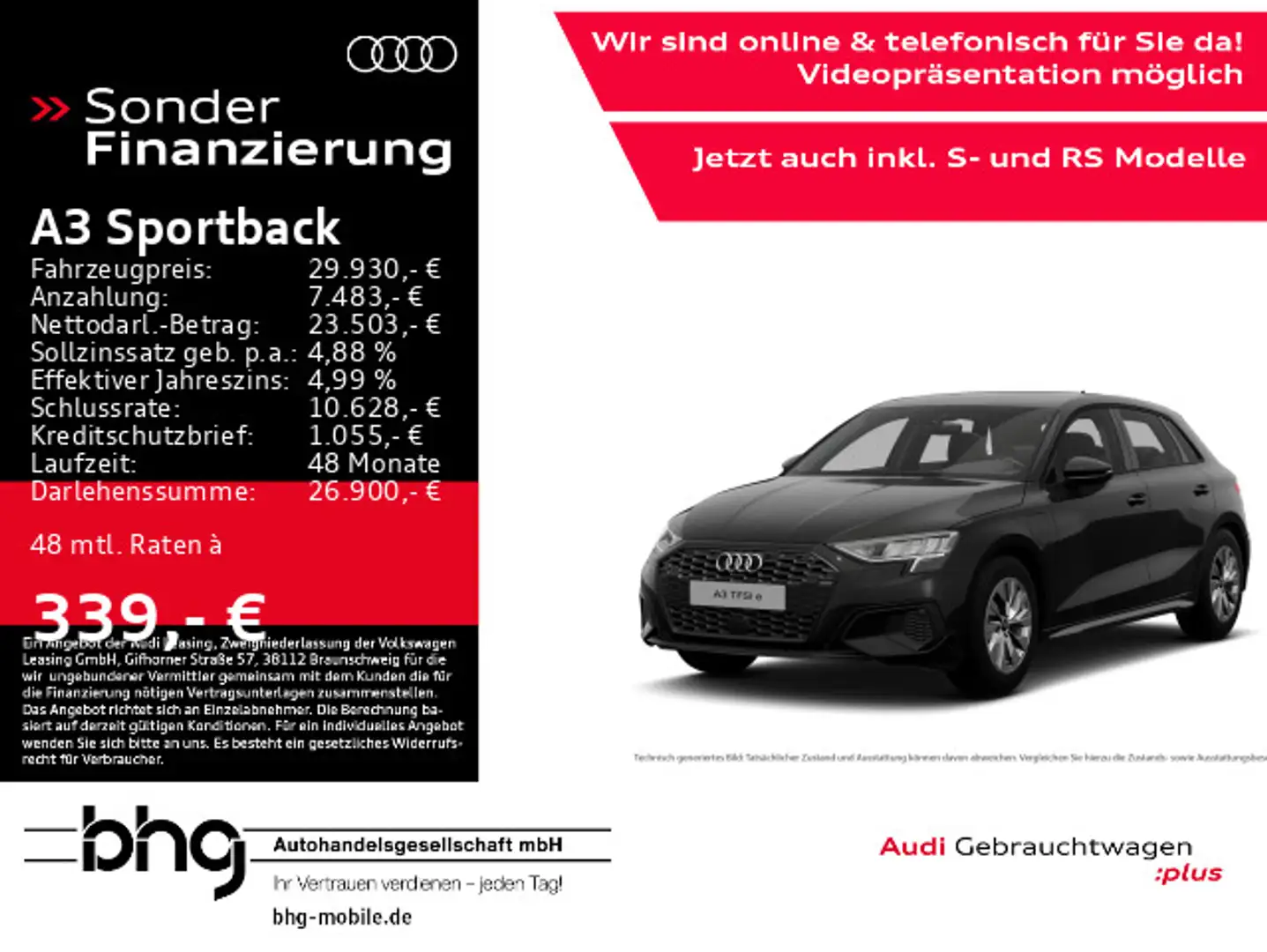 Audi A3 40 TFSIe S-tronic Navi Virtual Sitz Schwarz - 1