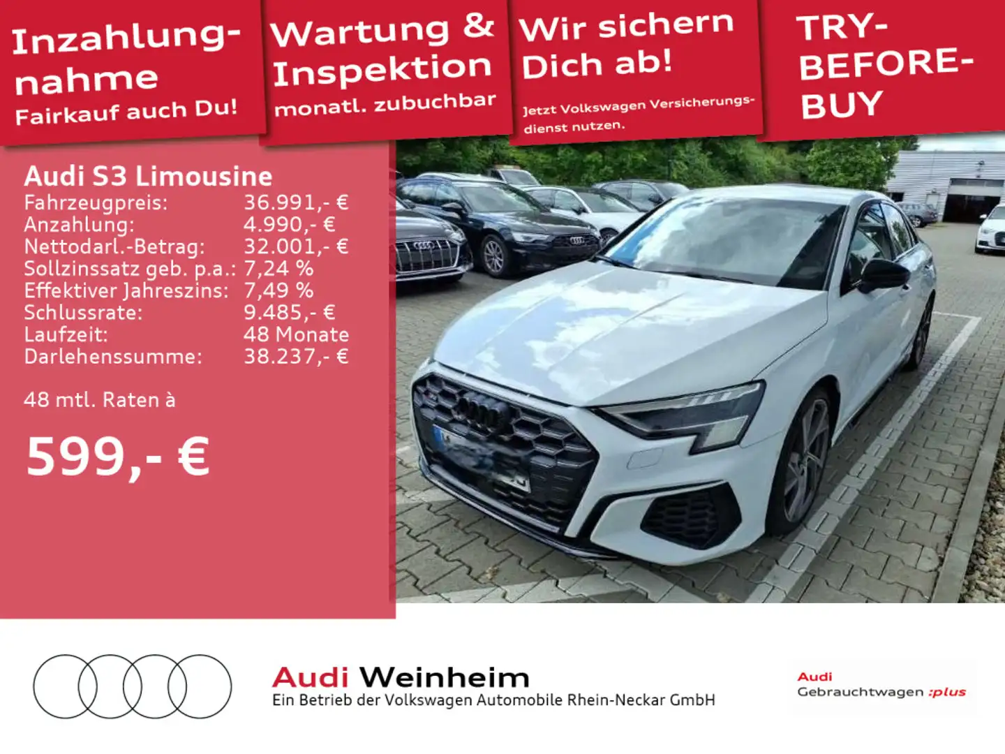 Audi S3 2.0 TFSI Matrix-LED Black-Paket Kam Bianco - 1