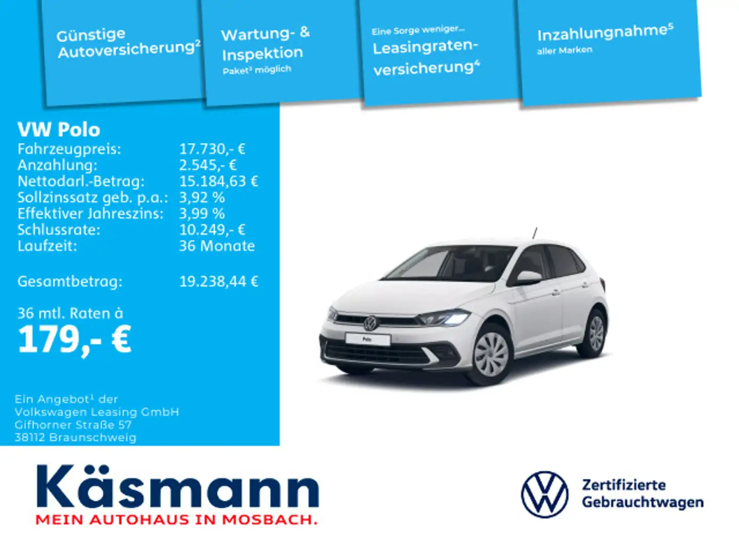 Volkswagen Polo Life 1.0 NAVI KAM LED SHZ GRA CARPLAY Weiß - 1