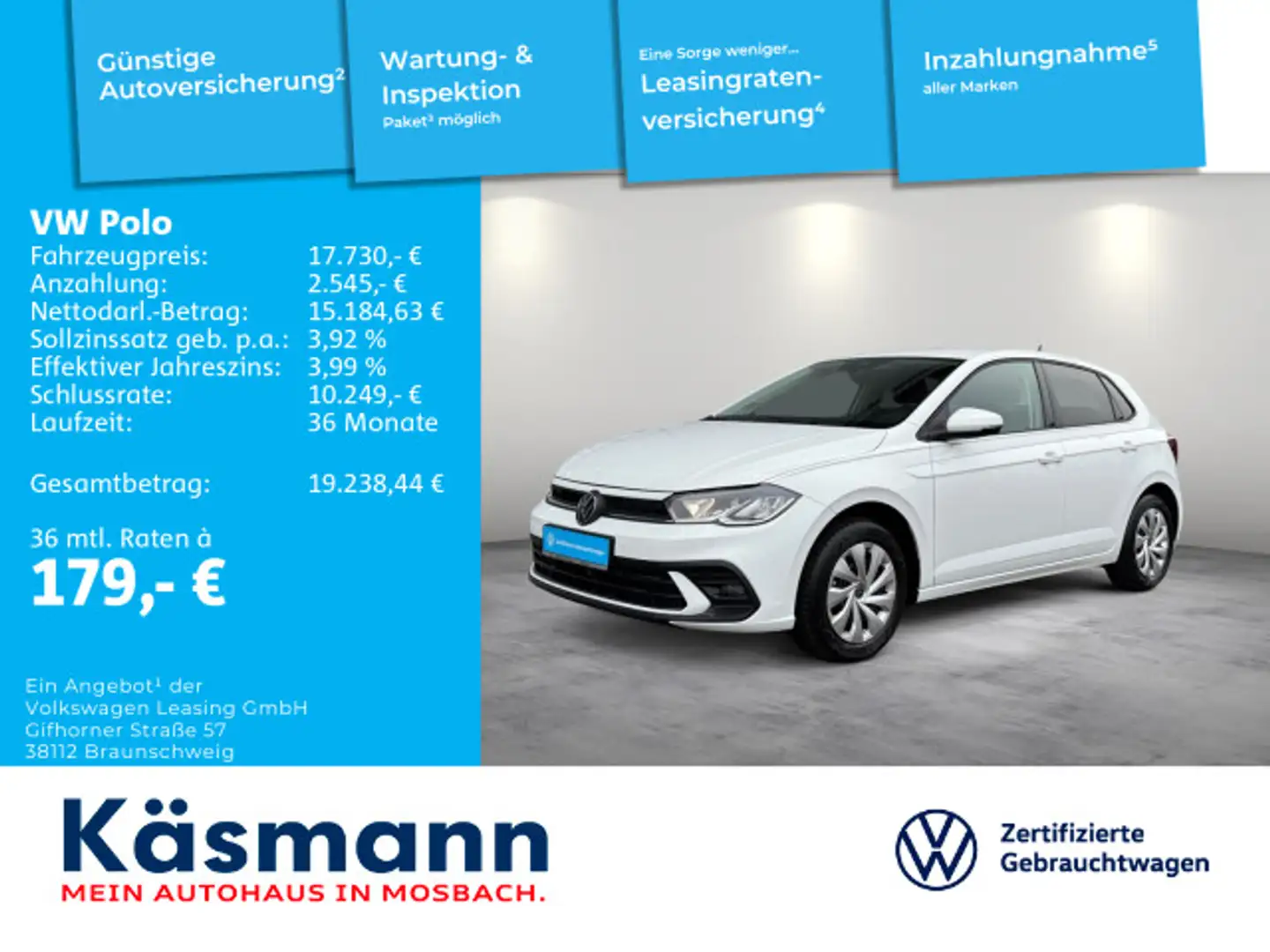 Volkswagen Polo Life 1.0 NAVI KAM LED SHZ GRA CARPLAY Weiß - 1