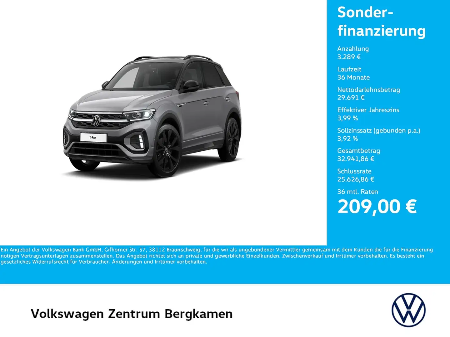 Volkswagen T-Roc 2.0 R-LINE BLACKSTYLE 4X4 PANO STANDHZ AHK Gris - 1