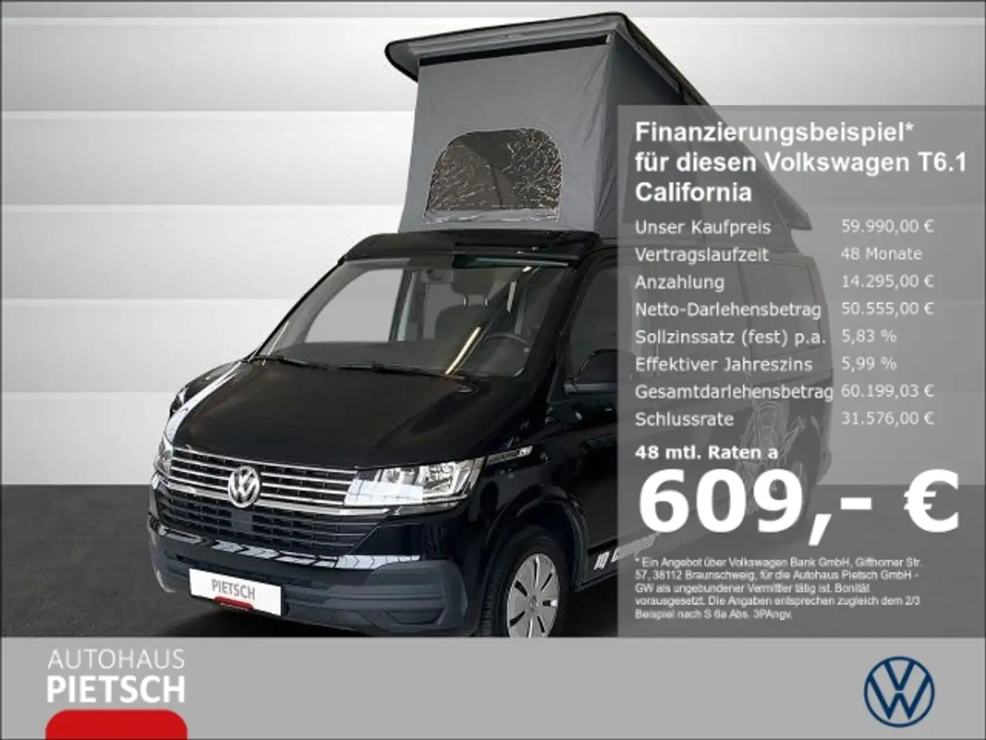 Volkswagen T6.1 California 2.0 TDI Campingumbau IQ.Camper Navi DAB SHZ Notbre Schwarz - 1