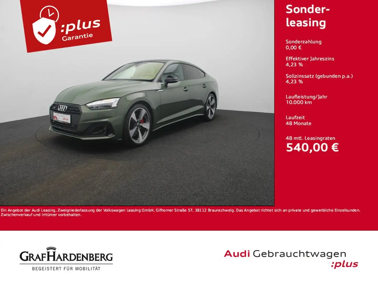 Audi A5 Sportback 40 TFSI quattro S line LED Navi ACC - SO Grün - 2
