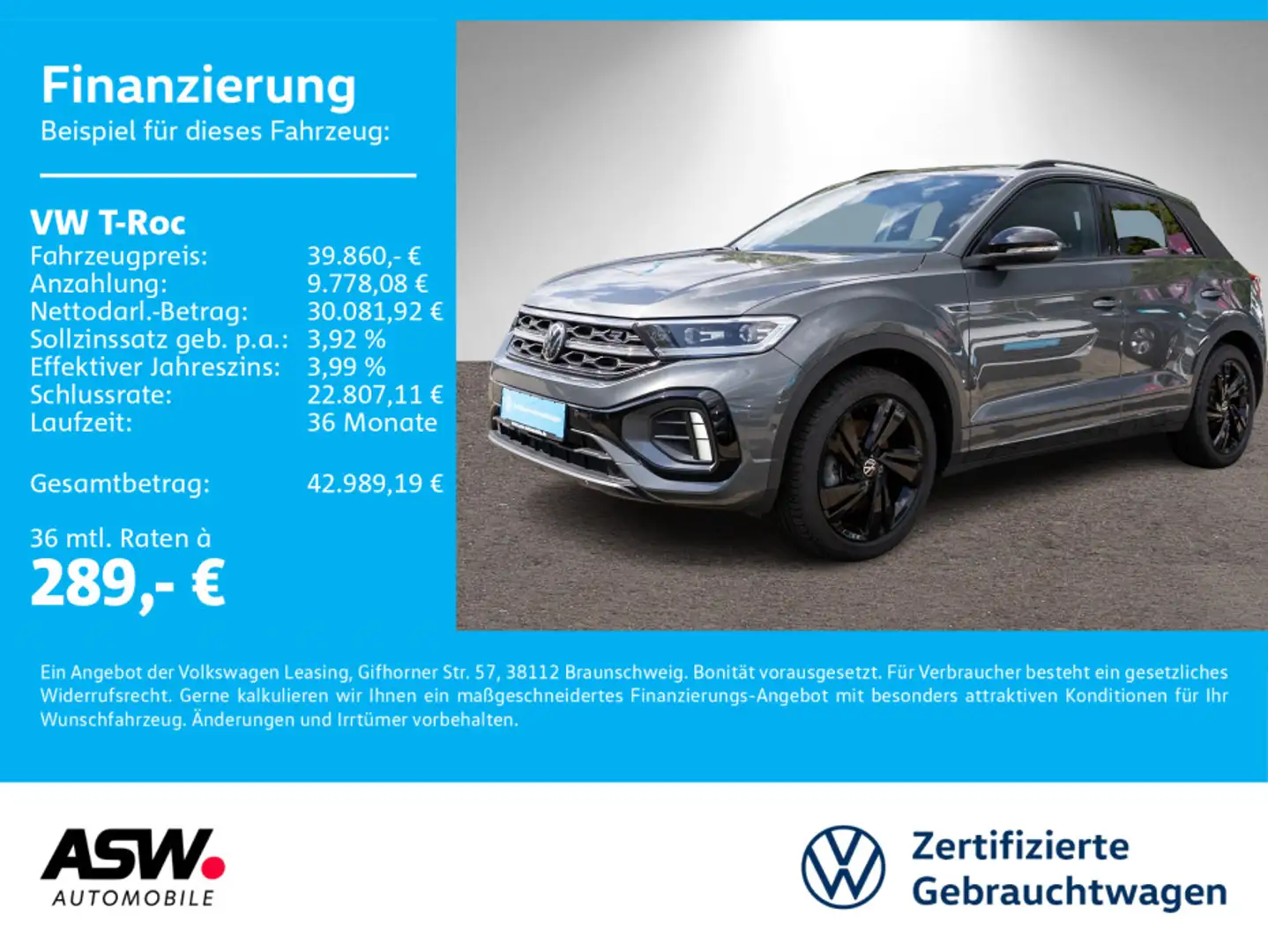 Volkswagen T-Roc T-ROC R-Line 4M 2.0 TDI DSG LED Navi Stdhzg AHK Gris - 1