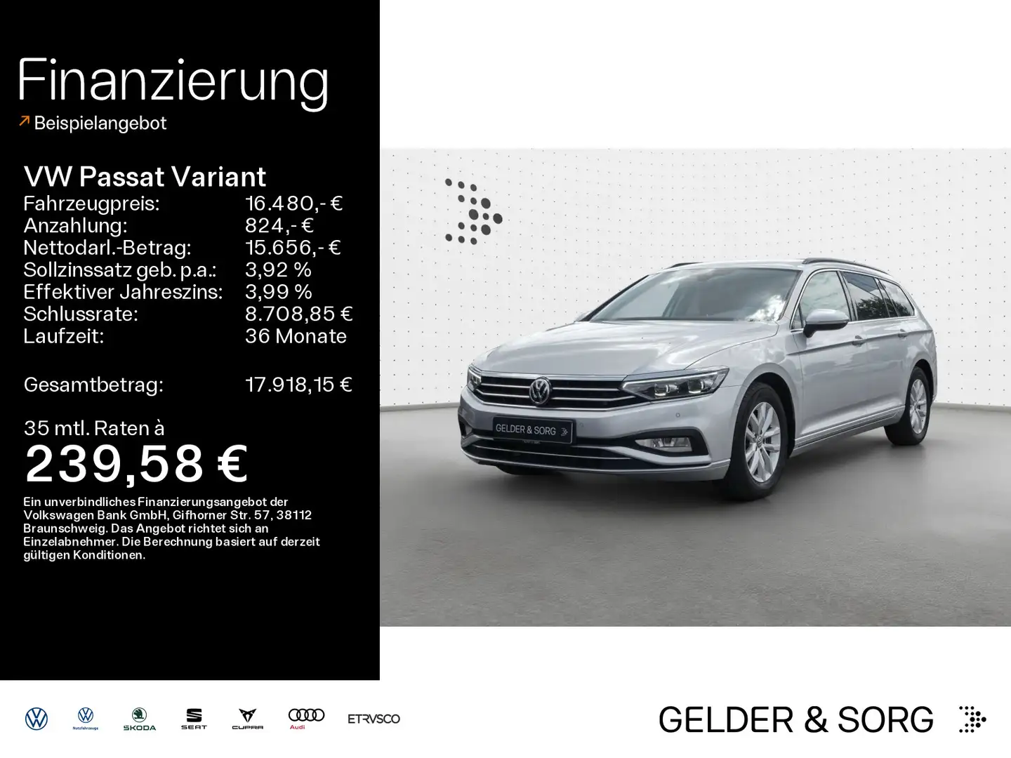 Volkswagen Passat Variant Business 2.0 TDI RFK*AHK*Matrix Argent - 1