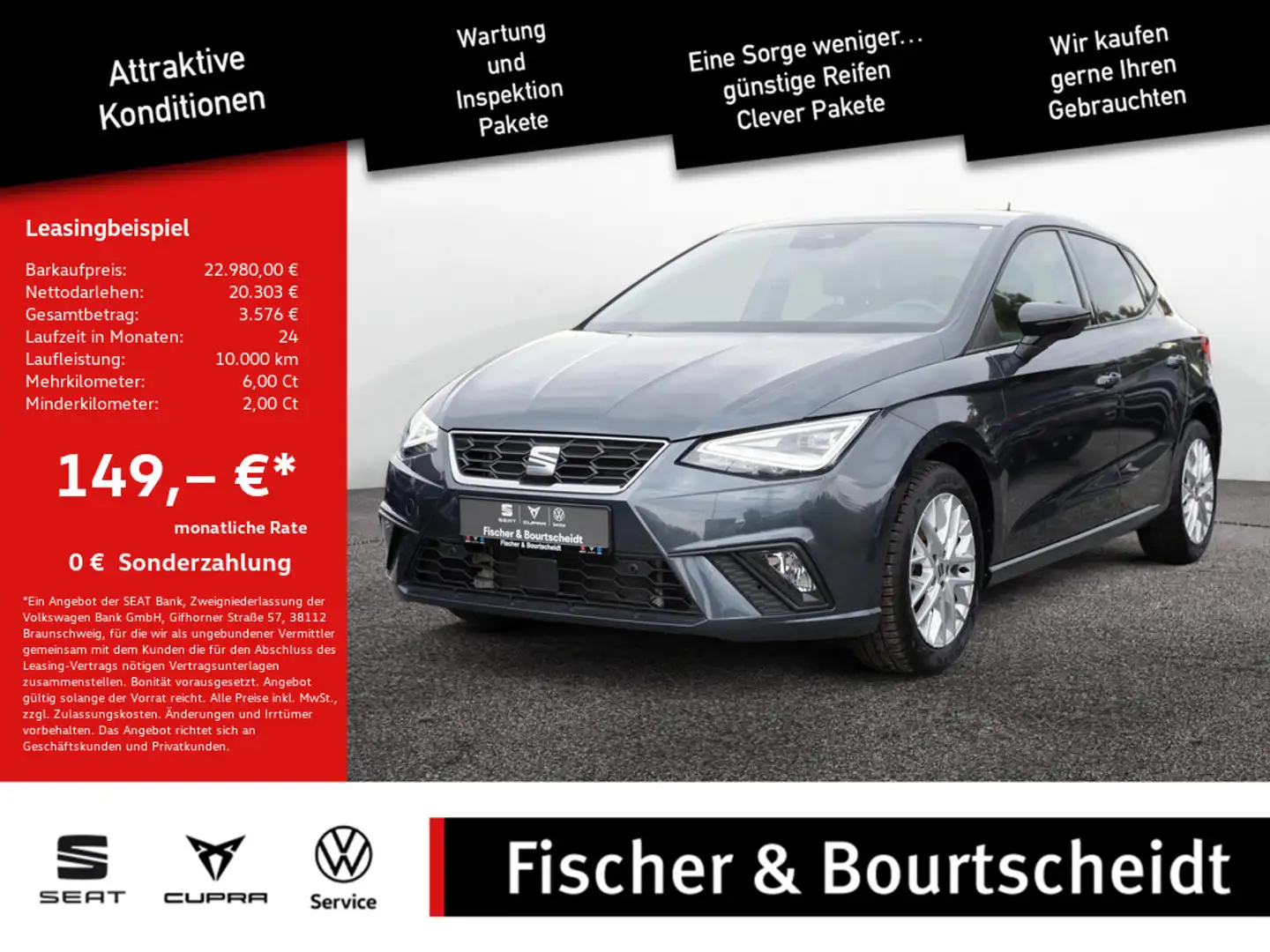 SEAT Ibiza 1.0 TSI FR KAM NAV PDC LED SHZ Grau - 1