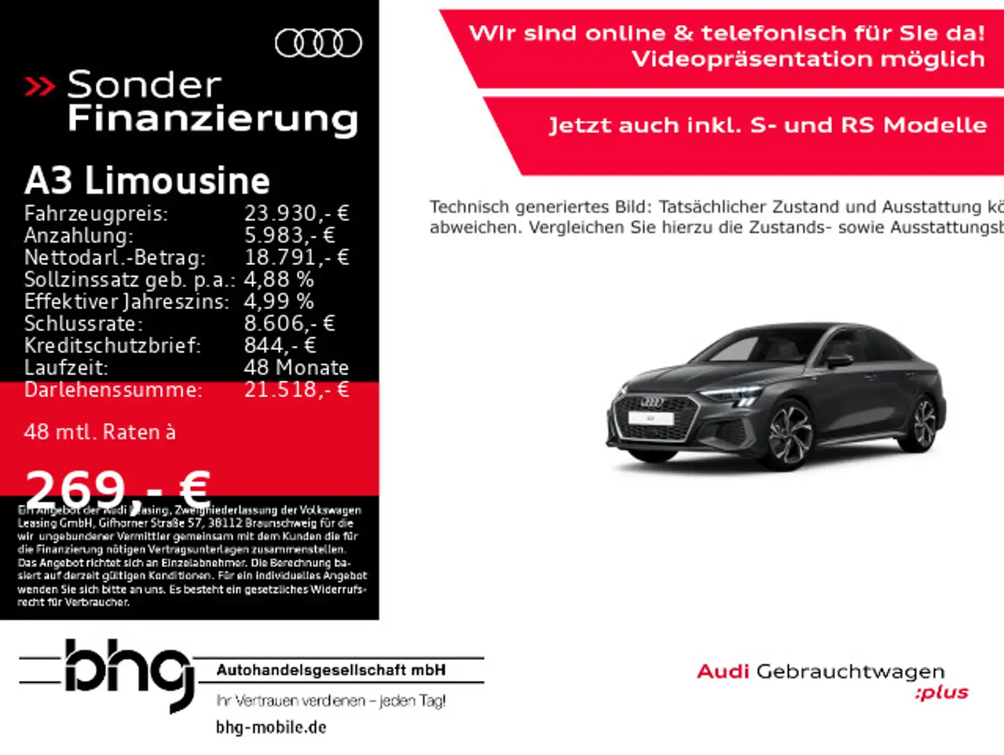 Audi A3 35 TDI Limousine S tronic S line Gris - 1