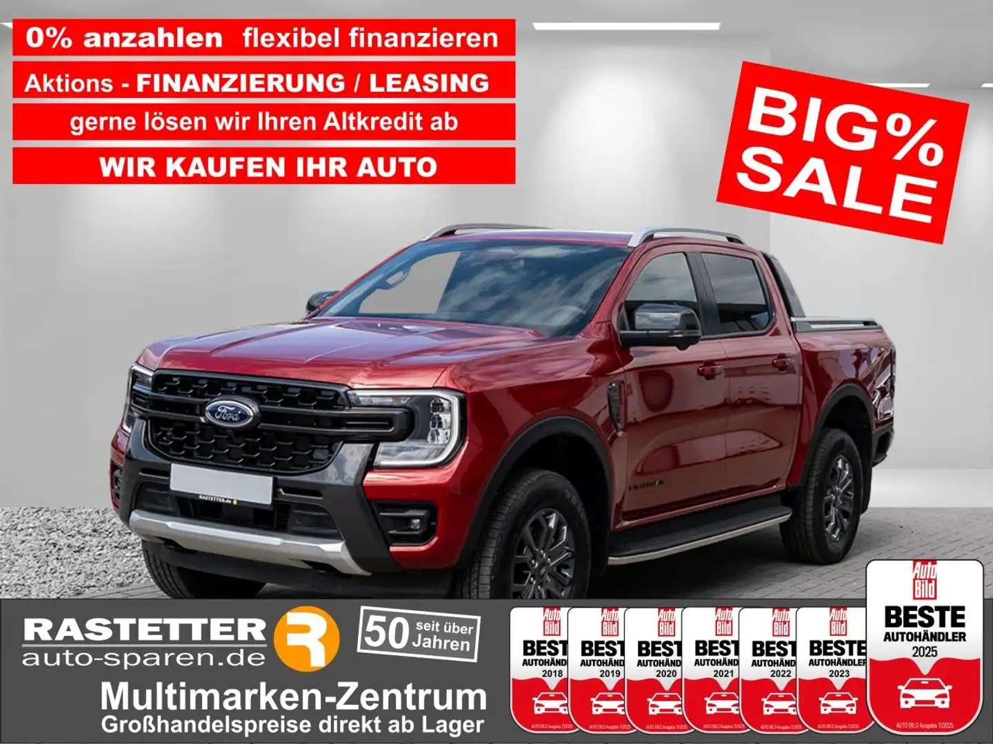Ford Ranger DK Wildtrak 5Jahre B&O+Tech71+Komf+Leder+AHK+Navi+ Rot - 1