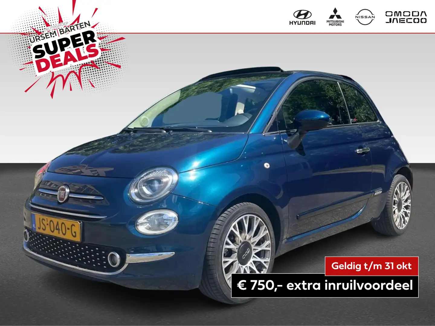 Fiat 500C 0.9 TwinAir Turbo Lounge | Cabrio dak | Bleu - 1