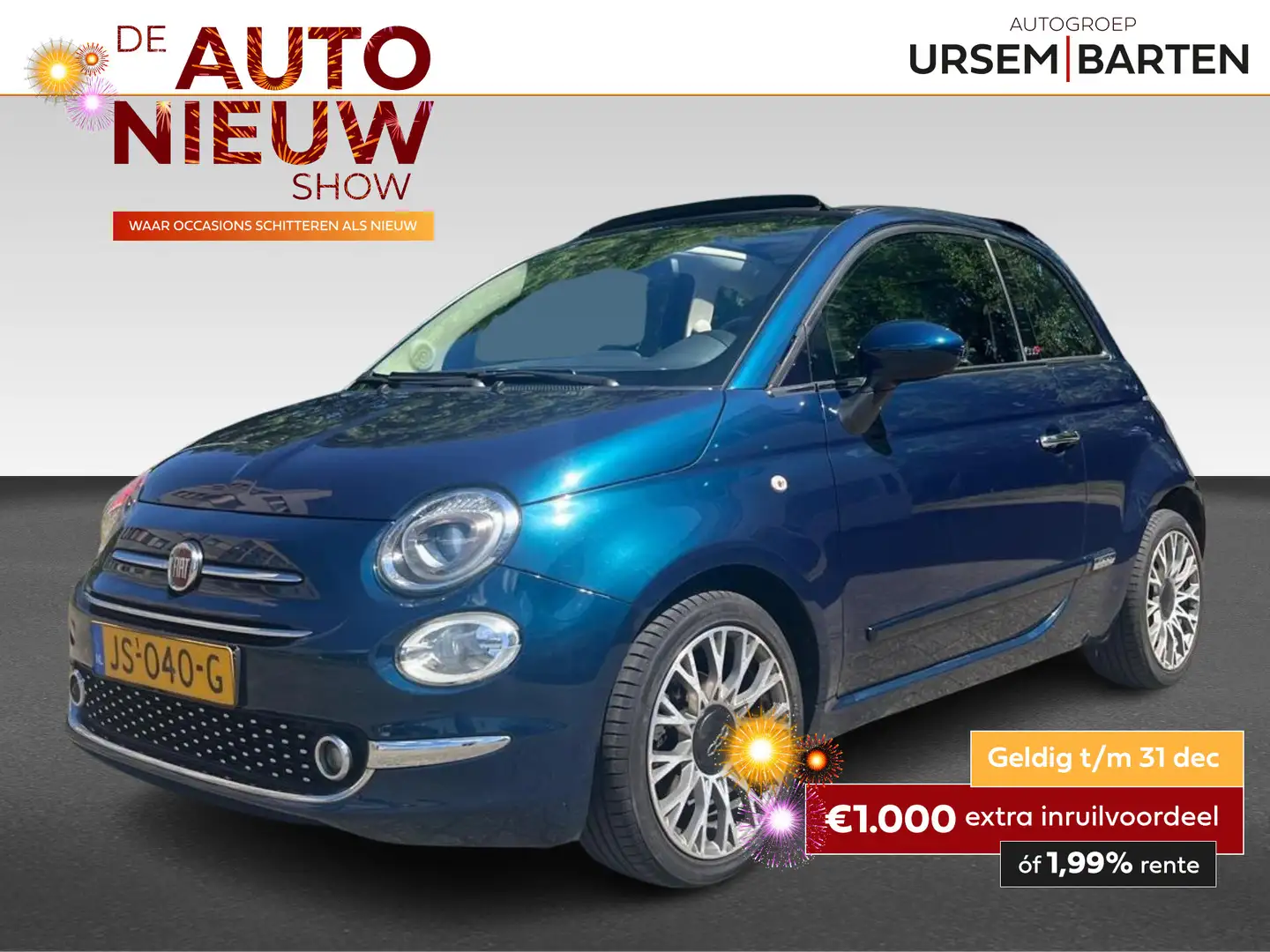 Fiat 500C 0.9 TwinAir Turbo Lounge | Cabrio dak | Bleu - 1