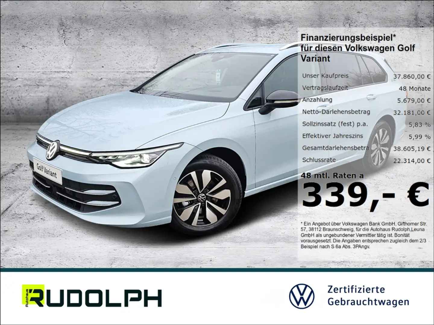 Volkswagen Golf Variant VIII Goal 1.5 eTSI DSG LED HUD Navi AHK SHZ ACC 3- Blau - 1