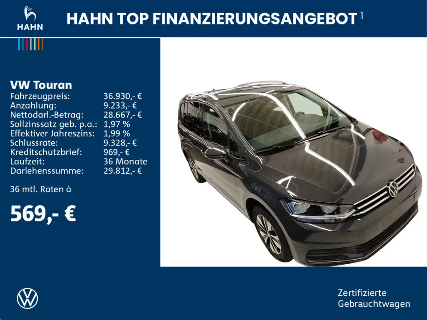Volkswagen Touran 2.0TDI DSG Move 7-Sitze AHK Navi App-Conn Grau - 2