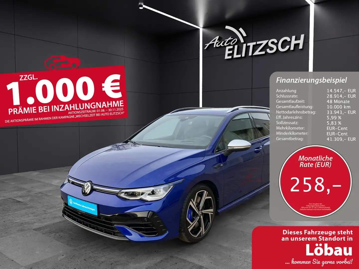Volkswagen Golf VIII Variant R DSG MATRIX ACC HuD AID PANO NAVI... Blau - 1