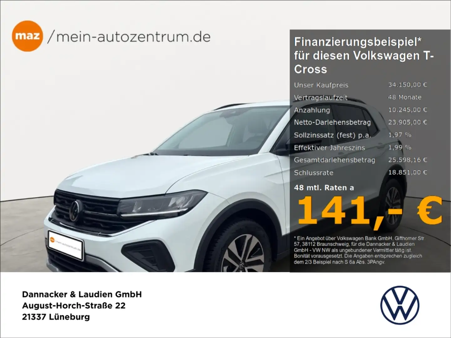 Volkswagen T-Cross ENERGY 1.0 l TSI 85 kW (116 PS) 7-Gang-Doppelkuppl Wit - 1
