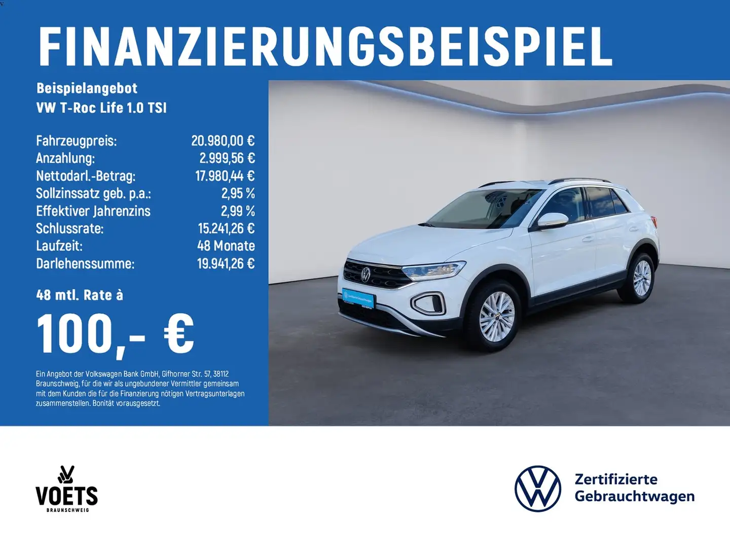 Volkswagen T-Roc Life 1.0 TSI LED+PDC+SHZ Weiß - 2