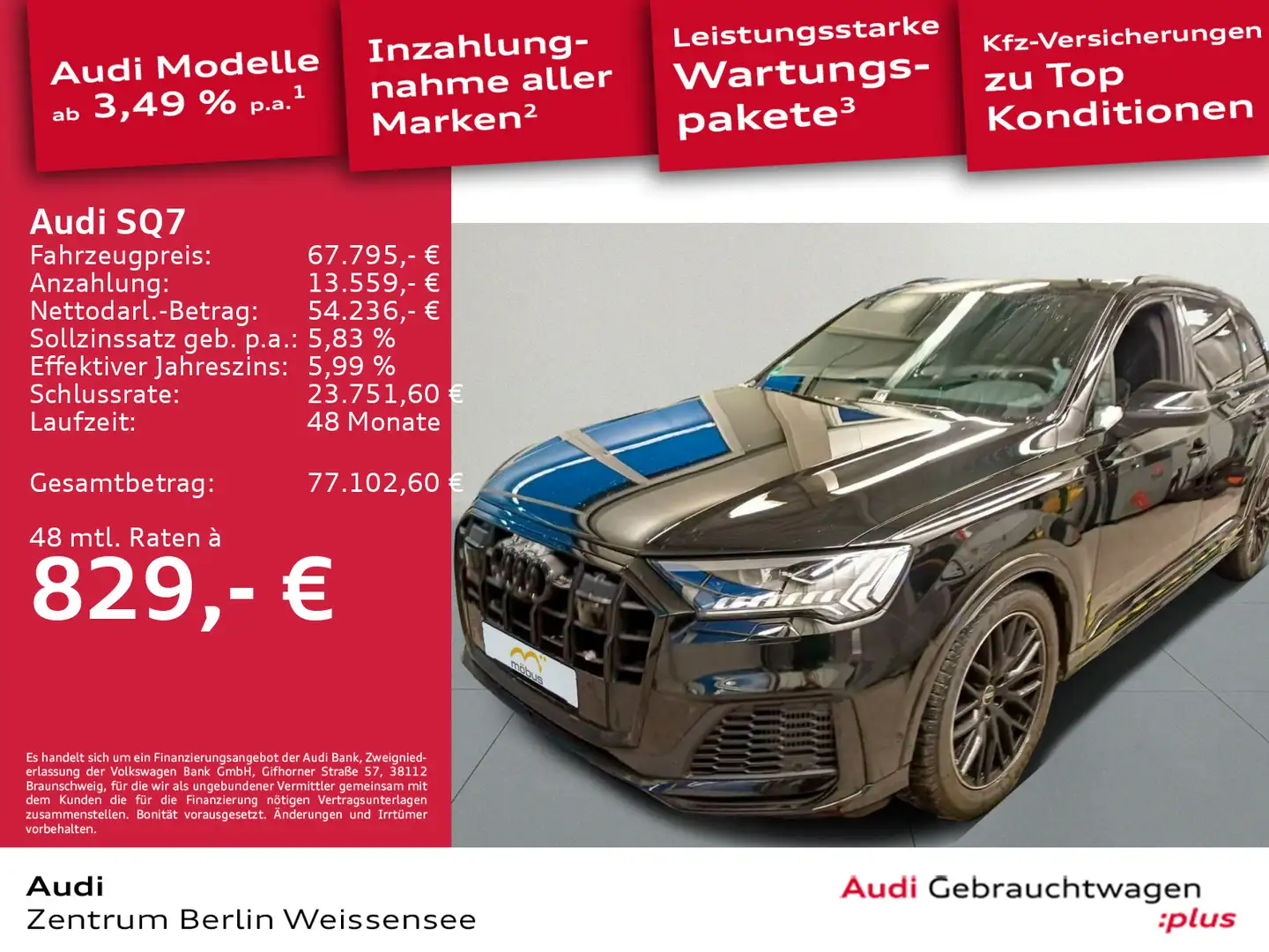 Audi SQ7 4.0 TFSI TIPT*COMPE.PLUS*MATRIX*RFK*B&O*APP* Noir - 2