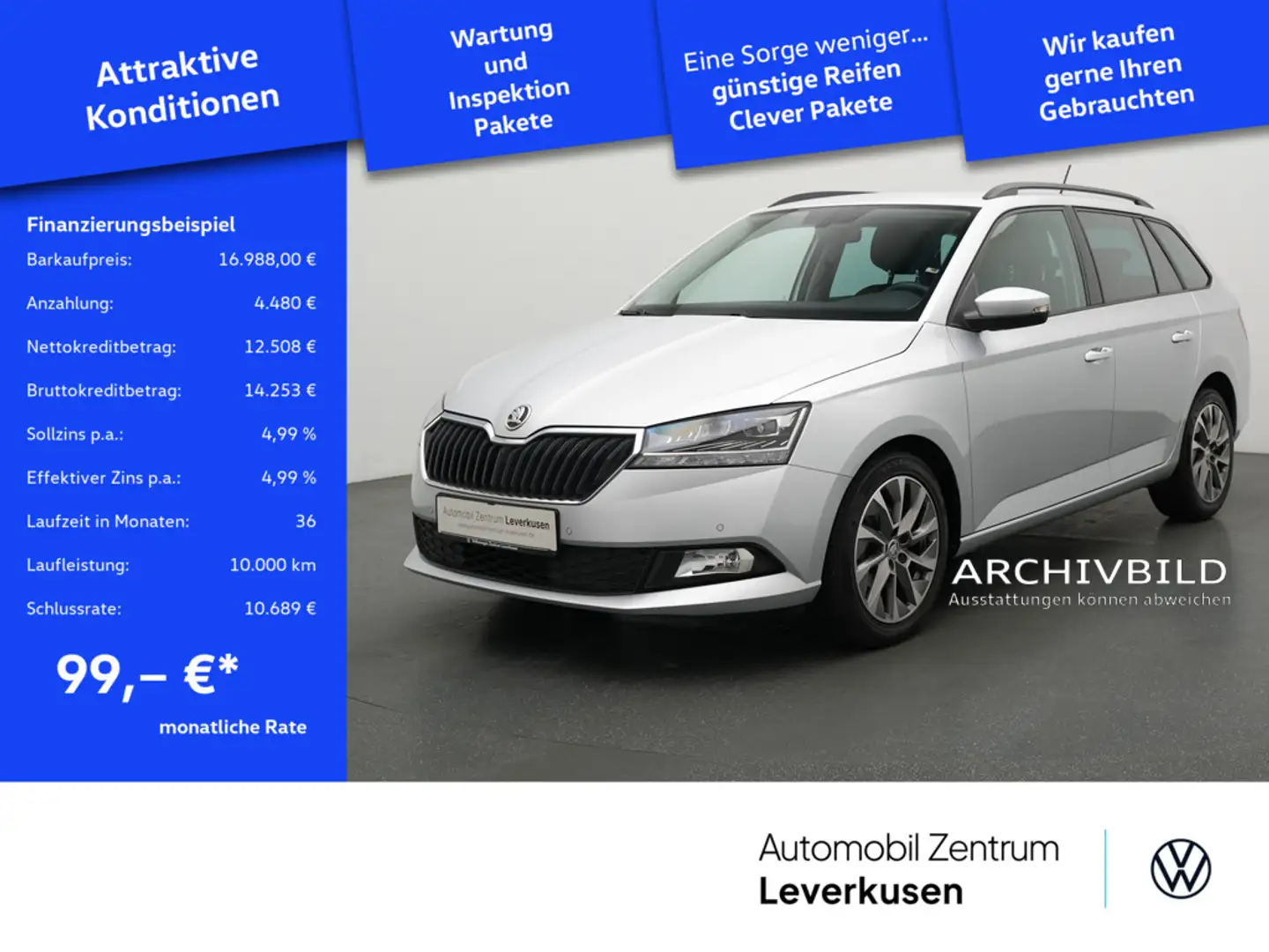 Skoda Fabia Combi Best of NAVI LED SHZ CARPLAY PDC Silber - 1