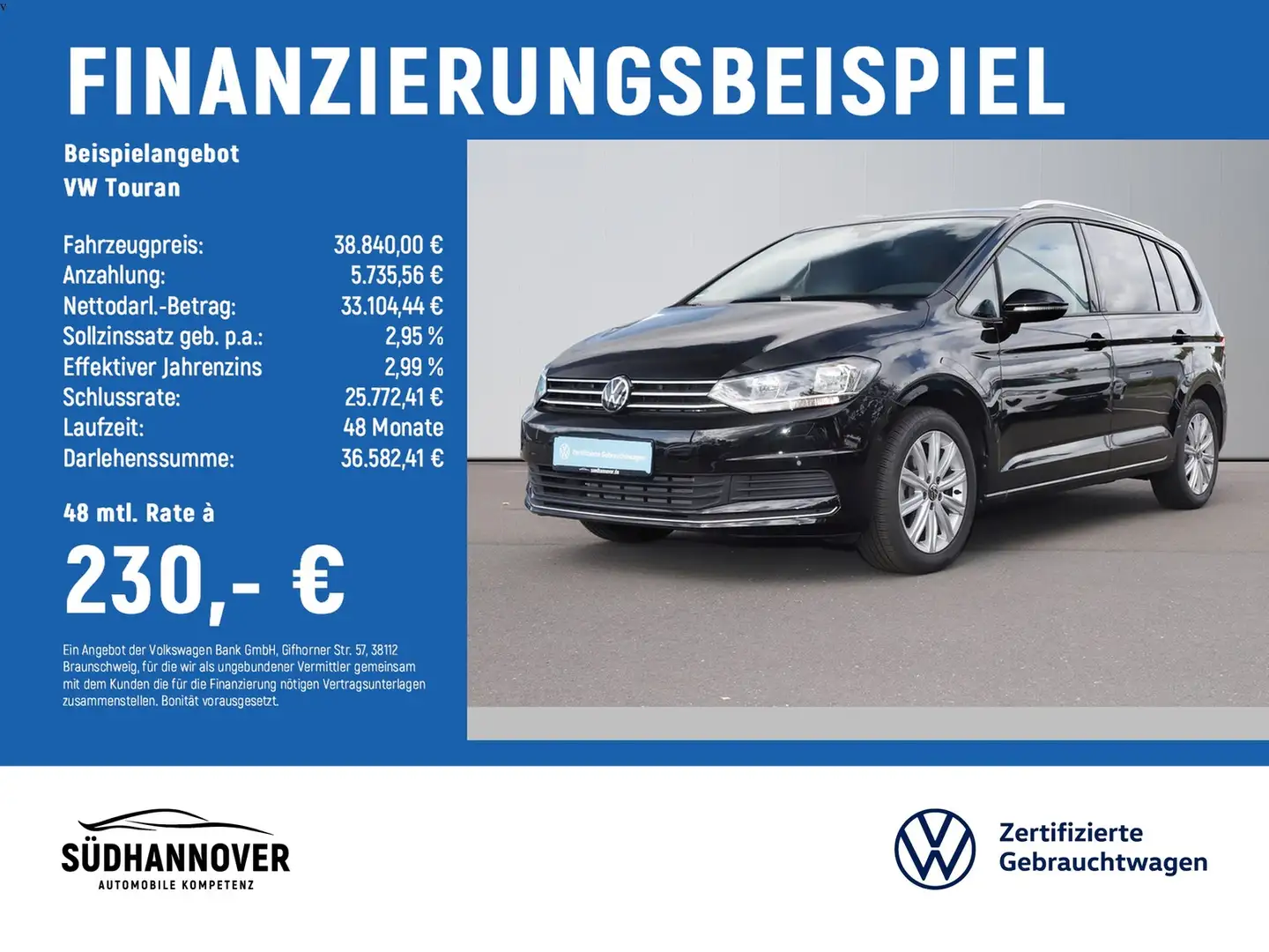 Volkswagen Touran GOAL 2.0 TDI DSG PANO+AHK+7-SITZE+SHZ+PDC Schwarz - 2