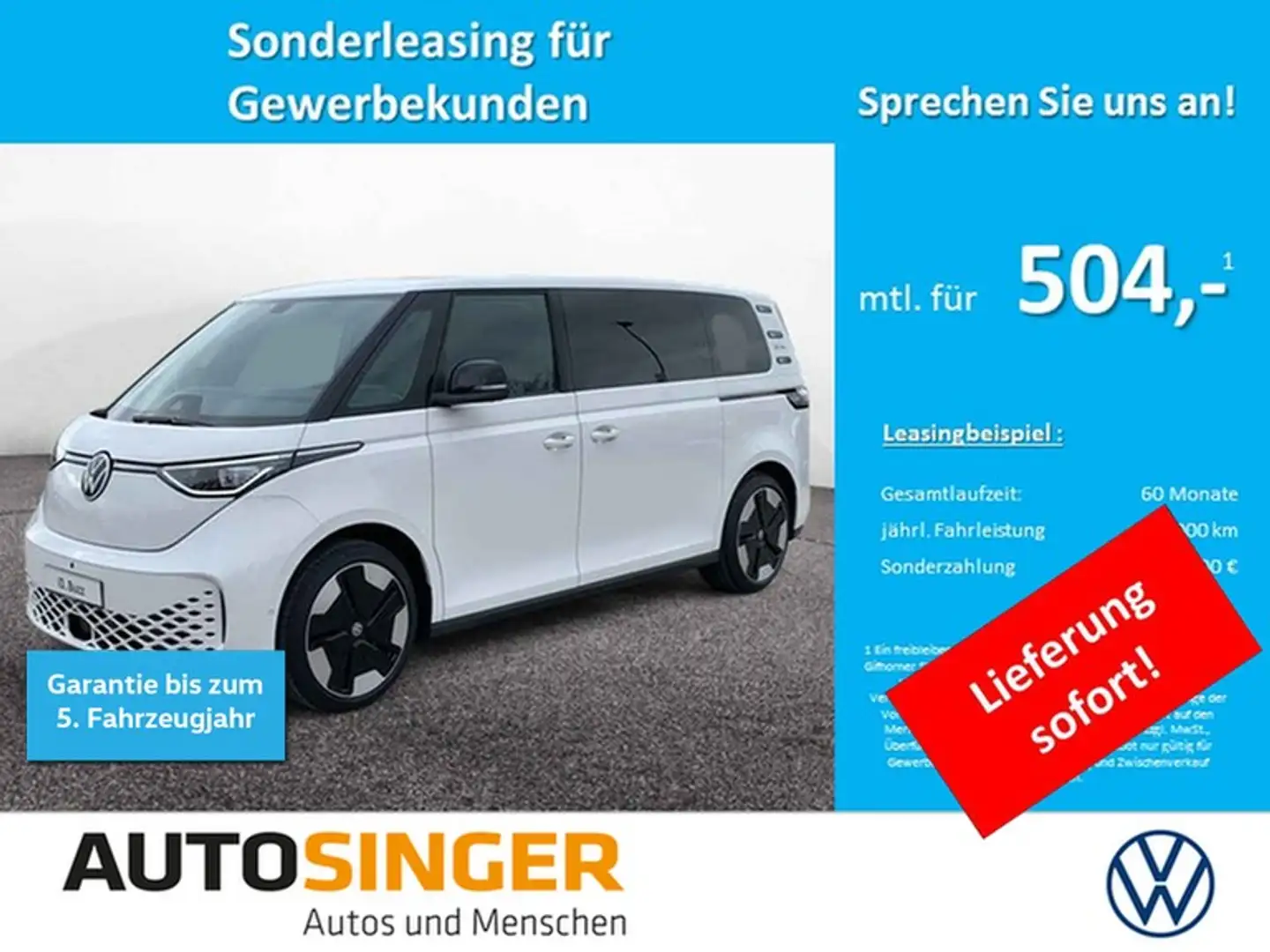 Volkswagen ID. Buzz ID.Buzz GOAL LANG LR 6-S*WÄRME*MATRIX*AHK*360*21" Weiß - 1
