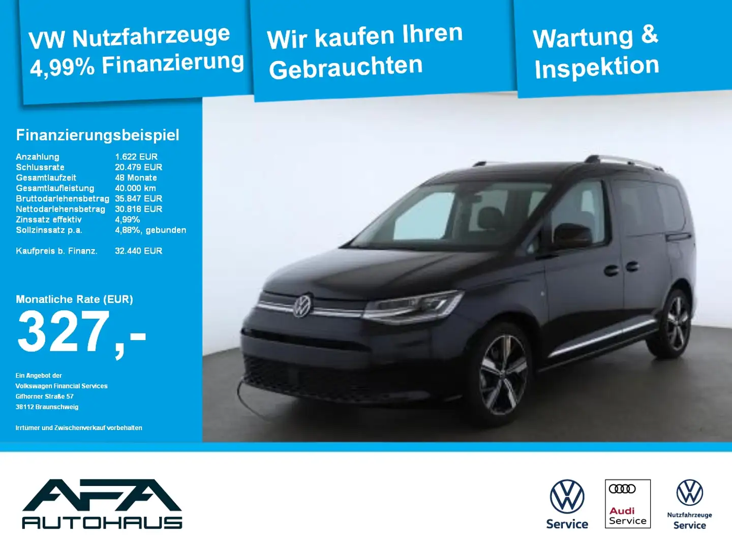 Volkswagen Caddy 2,0 TDI Style DSG LED*Navi*AHK*Sthz Schwarz - 1
