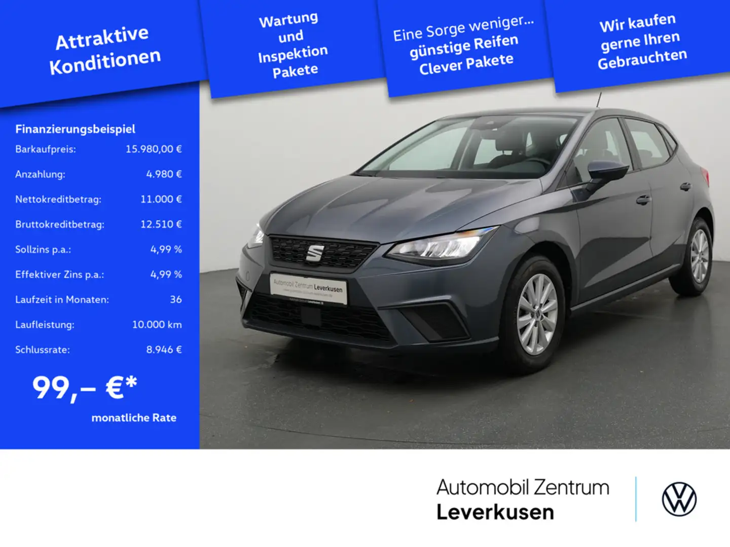 SEAT Ibiza Style CARPLAY VIRT LED SHZ KLIMA PORT N Grau - 1