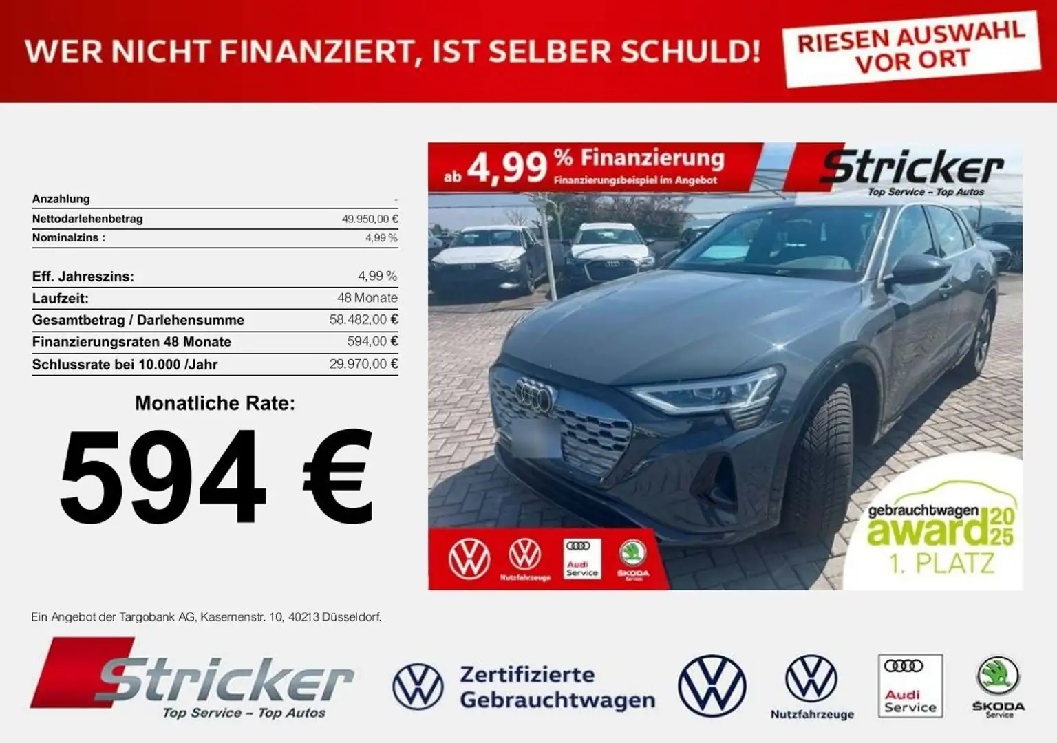 Audi Q8 e-tron advanced 55 594,-ohne Anzahlung Matrix Kamera Grau - 1