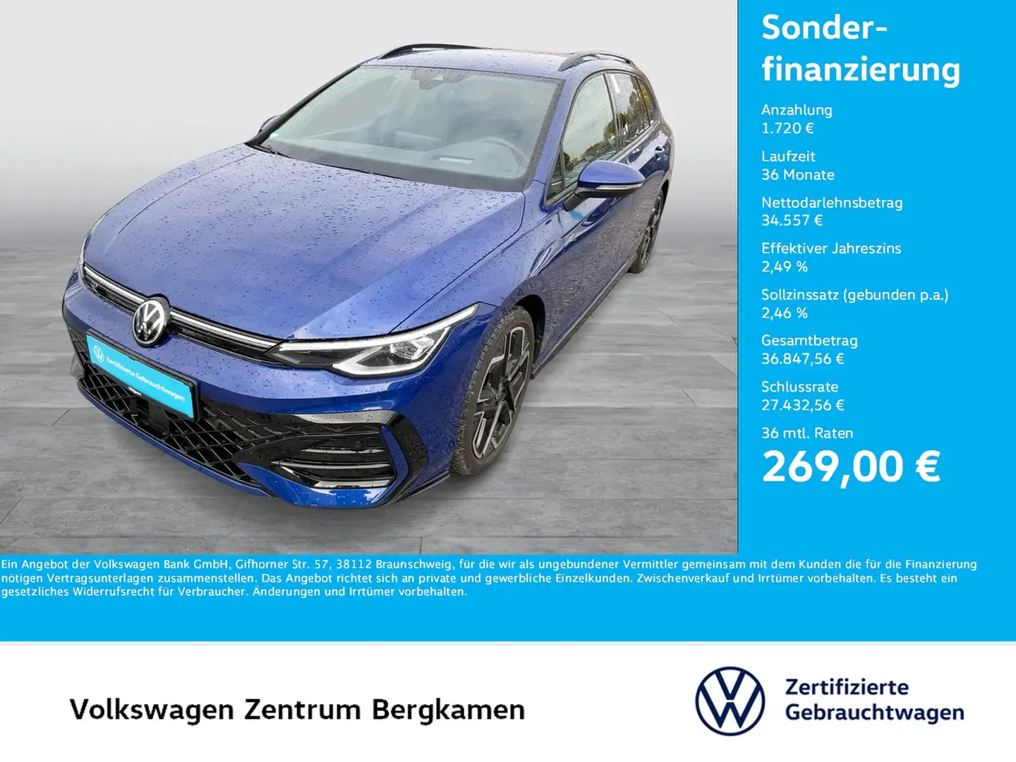 Volkswagen Golf Variant VIII 2.0 R-LINE FACELIFT AHK CAM 18Z Blau - 1