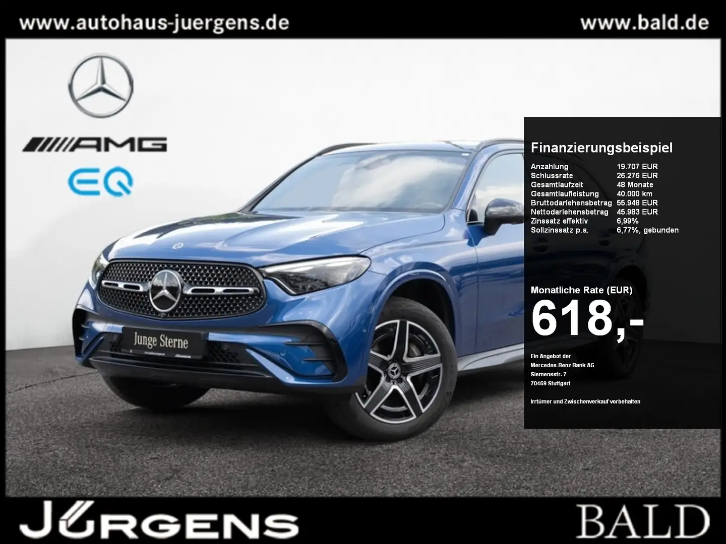 Mercedes-Benz GLC 400 e 4M AMG-Sport/Pano/AHK/Night/Distr/360 Modrá - 1